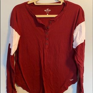 hollister brand maroon long sleeve shirt